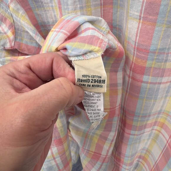L.L. Bean Button Front Shirt Womens Plus 3X White Pastel Plaid 100% Cotton - Picture 9 of 9